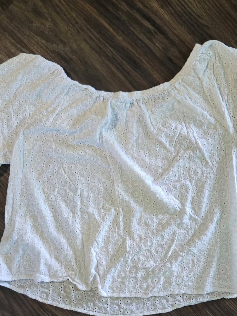 KNOX ROSE Boho/Peasant Style 100% Cotton White Eyelet Tunic Blouse SIZE XL - Picture 2 of 5